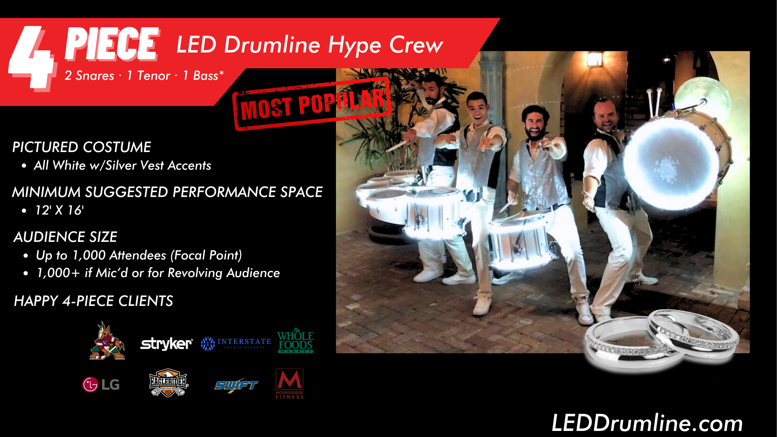 4 piece LED Drumline Hype Crew Wedding